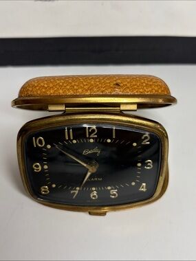 VTG Bradley  Alarm Clock 1950s  Travel Clock with Case.